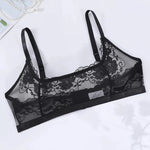 1pcs Plus Size 1XL-4XL Sexy Lace Women's Bras No Pad Breathable Sexy Lingerie 3/4 Cup Black Female Underwear Perspective Bra