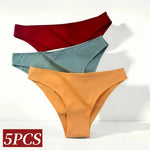 5Pcs/Set Cotton Classic Panties Women Low Rise Briefs Solid Color Breathable Underwear Sexy Lingerie Intimates Underpants M-XXL