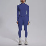 Women's Seamless Yoga Sets Sports Fitness Zipper Long-Sleeve Jacket Slim-fit Hip Lift Pants Suits Workout Training Gym Sets
