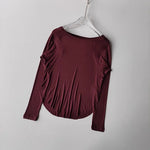 Women's yoga sports T-shirt, Modal ribbed yoga long sleeved outdoor sports loose top slimming yoga T-shirt cover