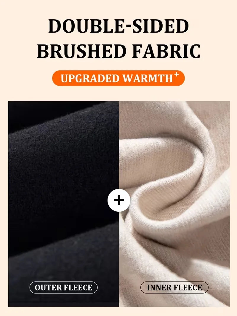 Warm Elegant High Waist Straight Leg Pants Soft Comfortable Fleece Lined Wide Leg Trousers Suitable For Casual And Formal Wear