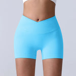 Cross-Back Yoga Shorts for Women - High-Waisted Tummy Control Fitness & Yoga Running Breathable Quick-Dry Shorts
