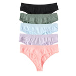 5Pcs/SetWomen Panties Low Rise G-String Thongs Seamless Underwear Female Underpants Sexy Lingerie Solid Color Bottom M-XL
