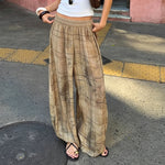 Low-waisted, loose-fitting, wide-slip casual trousers, lightweight woven trousers