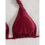 Wine Red High Waisted Bikini 2025 New Brazilian Biquini Triangle Swimsuit Women Beach Wear Bathing Suit Swimwear Female Summer