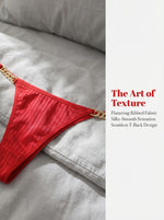 Women Red Thong Sexy G-string Rhinestone Chain Breathable Ribbed Fabric Low Rise Perfect Fit No Panty Lines Lingerie C2351