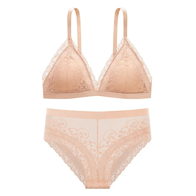 Women Lace Bra Set Push Up Bralette Low Waist Panties Female Embroidery Flora Lace Underwear Sexy Lingerie Set Female Intimates