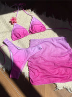 With Skirt Gradient Halter Bikini Female Swimsuit Women Swimwear Three-Pieces Bikini Set Padded Bather Bathing Suit Swim V7044