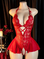 Sexy Crotchless Lingerie For Hot Adult Women White Front Buckle Bra Neck Erotic Babydoll Costume Open Night Dress Porn Underwear