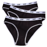 3Pcs/Set Women Low Waist Briefs Letter Waistband Casual Sport Style Panties Rib Knit Cotton Stretch Underwear Ladies Underpants