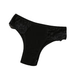 1 Pack Women's Lace Trim Ribbed Cotton Panties Breathable Low-Waist Briefs Sexy Side Lace Lingerie Skin-Friendly Underwear S-L