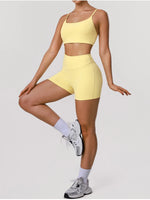 2 Pieces Sportswear Women Yoga Shorts Set Short Sleeve Sports T Shirts High Waist Hip Lifting Running Leggings Fitness Outfits