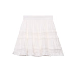 Sweet Korean Style Lace Loose Short Skirt White Tiered Ruffled Mini Skirt Elastic Waist Cute Casual Summer Skirt For Women EHAB