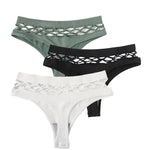 3Pcs/Set Sexy High Rise Panties Women Thongs Comfort G-String Underwear Sexy Lingerie Hollow Bottoms Female Underpants M-L