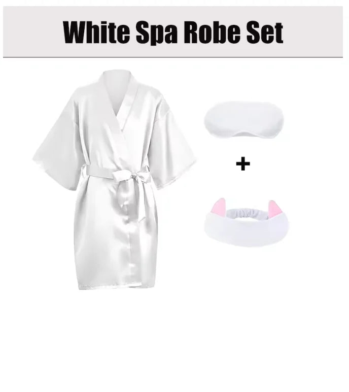 1Set Kids Silk Satin Robe Spa Party Robes for Girl Kimono Bathrobe DIY Spa Birthday Squad Robes Slumber Robe Party Favors