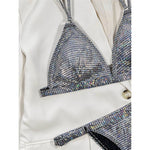 S - XL Sexy Shiny Sequins High Leg Cut Bikini Female Swimsuit Women Swimwear Two-piece Bikini set Bather Bathing Suit Swim V3862