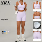 Women's Yoga Sets Sports Fitness Halter Neck Beauty Backless Vest Hip-lifting Shorts Suits Running Leisure Workout Gym Suits