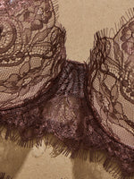 Ladies' Basic Style Thin Lace Bra And Panty Set Seamless Single Layer Eyelet Underwear Comfortable Intimate Apparel