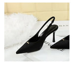 BIGTREE Shoes Sweet Metal Decoration Women Pumps Pointed High Heels silks satins heeled Sandals Women Summer Shoes Stiletto 8 cm