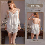 Elegant Strap Padded Sexy Loungewear Set Camisole And Shorts Two-piece Set Bowknot Pajamas For Women Summer Style Charming BE8K