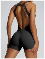 Short Sports Jumpsuit Women Hollow Out Backless Sleeveless High Elasticit Yoga One Piece Suit Tight Fitting Fitness Rompers