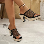 2026 Summer New Woven Platform Women Sandals Hollow Open Toe Height Increasing Roman Shoes for Women Casual High Heels Slippers