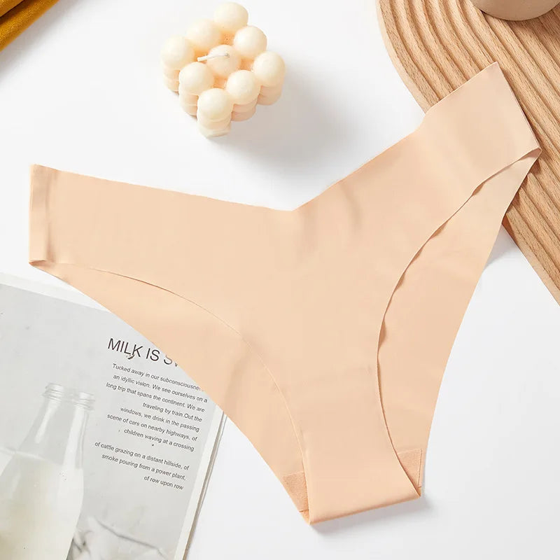 1 Pcs Women Summer Seamless Panties Breathable Low Waist Briefs Sexy Solid Silk Underwear Panty Female Intimates Lingerie
