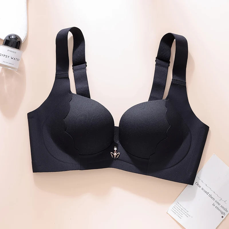 Plus Size Bra Sexy Lingerie Thick Cup Bras for Women Solid Padded Underwear Push Up Brassiere Femme Wireless Bra invisible bra