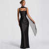 Pure Desire Style Collarbone-revealing Strapless Long Dress Feminine And Slim-fitting With Pleated Waist Tie Straps Bodycon LWIO