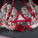 French retro lace underwear set sexy push-up bra erotic underwear