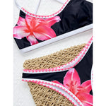 Floral Printed Cross Back Bikini Women Swimwear Female Swimsuit Two-pieces Bikini set Brazilian Bather Bathing Suit Swim K6705