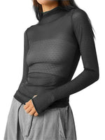 Women Mesh Dot T-shirt Long Sleeve Turtleneck Slim Fit Tee Tops Club Sexy Shirts See Through Cover-ups Smock Summer Fall