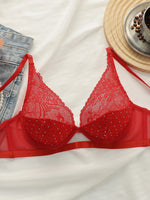 Women's sexy bright diamond bra with steel rims gathered push ups breathable shoulder straps adjustable bra MR2982