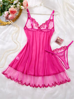 Sweetheart Limited Edition Pink Hearted Sleeping Dress Set-Lightweight sheer embroidered halter dress for sex home wear ZA825181