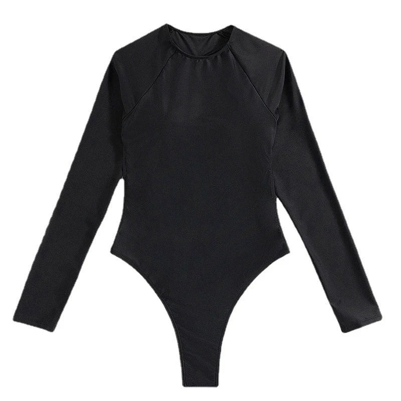 DEKA Sexy Long Sleeves One Piece Swimwear Diamond Swimsuit Women Triangle Backless Crystal Decor ThongBikinis Set Bathing Suit