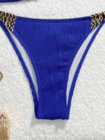 Sexy Blue Knitted Patchwork Bikini Set Women Halter Push Up Bra Bandage Thong Swimsuit Summer Bathing Suit Pool Swimwear 2026