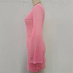 V Neck Long Sleeve Hollow Out Crochet Knitted Tunic Beach Cover Up Cover-ups Beach Dress Beach Wear Beachwear Female Women V7643