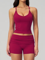 Summer 2Pcs Yoga Sets Women Camisole Slimming Sports Tank Top Pleate High Waist Shorts Fitness Suit Gym Running Excersize Wear