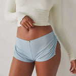 Women Side Split Shorts Pajama Shorts Y2K Soft Comfy Ruched Elastic Waist Lounge Pants Stretch Sleep Pj Bottoms Sleepwear