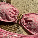 Flower Embroidery Bandeau Bikinis Sets Woman 2026 Metal Buckled Sexy Swimsuit Women High Cut Bathing Swimming Suit Bikini Mujer