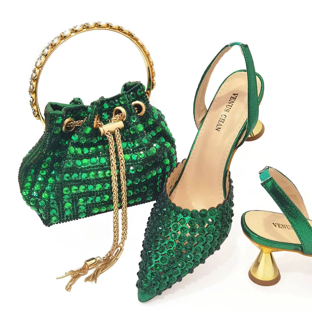 DoershowAfrican fashion Italian Shoes And Bag Sets For Evening Party With Stones wine Italian Handbags Match Bags! HAE1-4