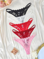 5pcs/pack Low Rise Sexy Lace Women G-string Solid Elegant Floral Panties Sexy Lingerie Comfortable Lady Thongs New Underwear