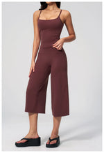 Gym Workout Yoga Sets Women Square Neck Slimming Sports Tank Top Fitness Gym Suit Outdoor High Waist Flare Pants Two-piece Set