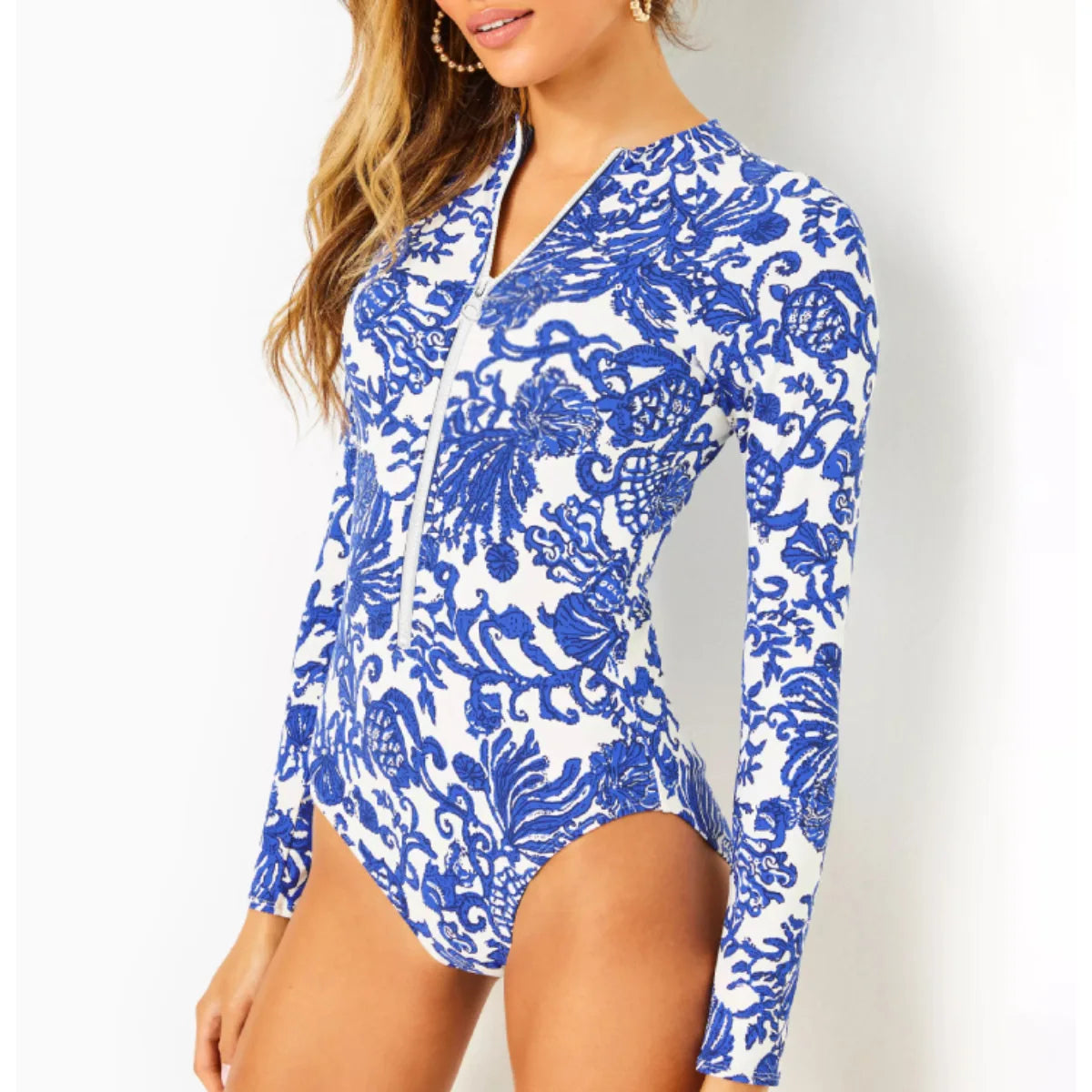 2024 New Women Swimsuit One Pieces Sexy Sports Wear Print Ladies Bathing Suit Long Sleeves Beach Wear Surfling SuitRashguad