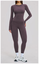 New Yoga Set 2PCS Gym Clothes Workout Outfits Women Long-sleeved T-shirt Sportswear Tracksuits Fitness Sports Vest Gym Leggings