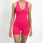 Padded Jumpsuit Sport Women Yoga Bodysuit Fitness Wear Gym Sportswear High Elastic Workout Running Clothes