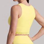 Sexy Fake Two-piece Yoga Tank Top Naked Feel Lace Trim V Neck High Stretch with Bra Pads Gym Running Fitness Dance Tank Top