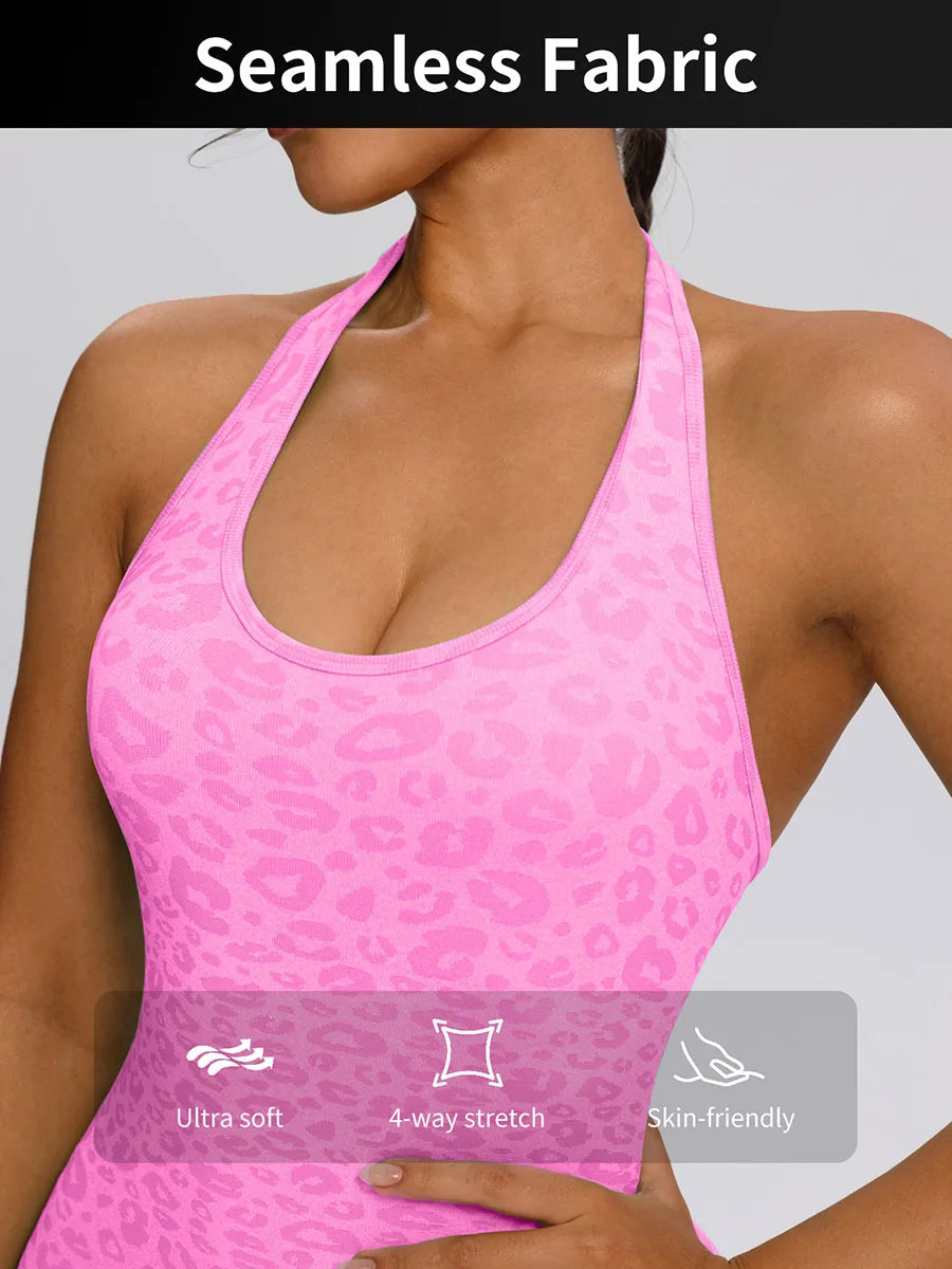 Trendy Sexy Leopard Women Jumpsuits Sport Yoga Clothes Rompers Sportswear Woman Gym Combi-pants Fitness Overalls Shorts Bodysuit