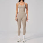 Summer Seamless Yoga Sets Women Outdoor Slimming Sports Tank Top High Waist Hip Lifting Leggings Gym Fitness Suits Tracksuit