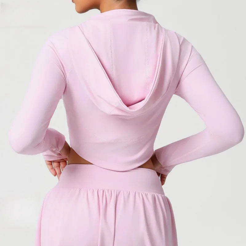 Women's Seamless Yoga Top Zipper Long-sleeved Sports Jacket Outdoor Fitness Gym Casual Top